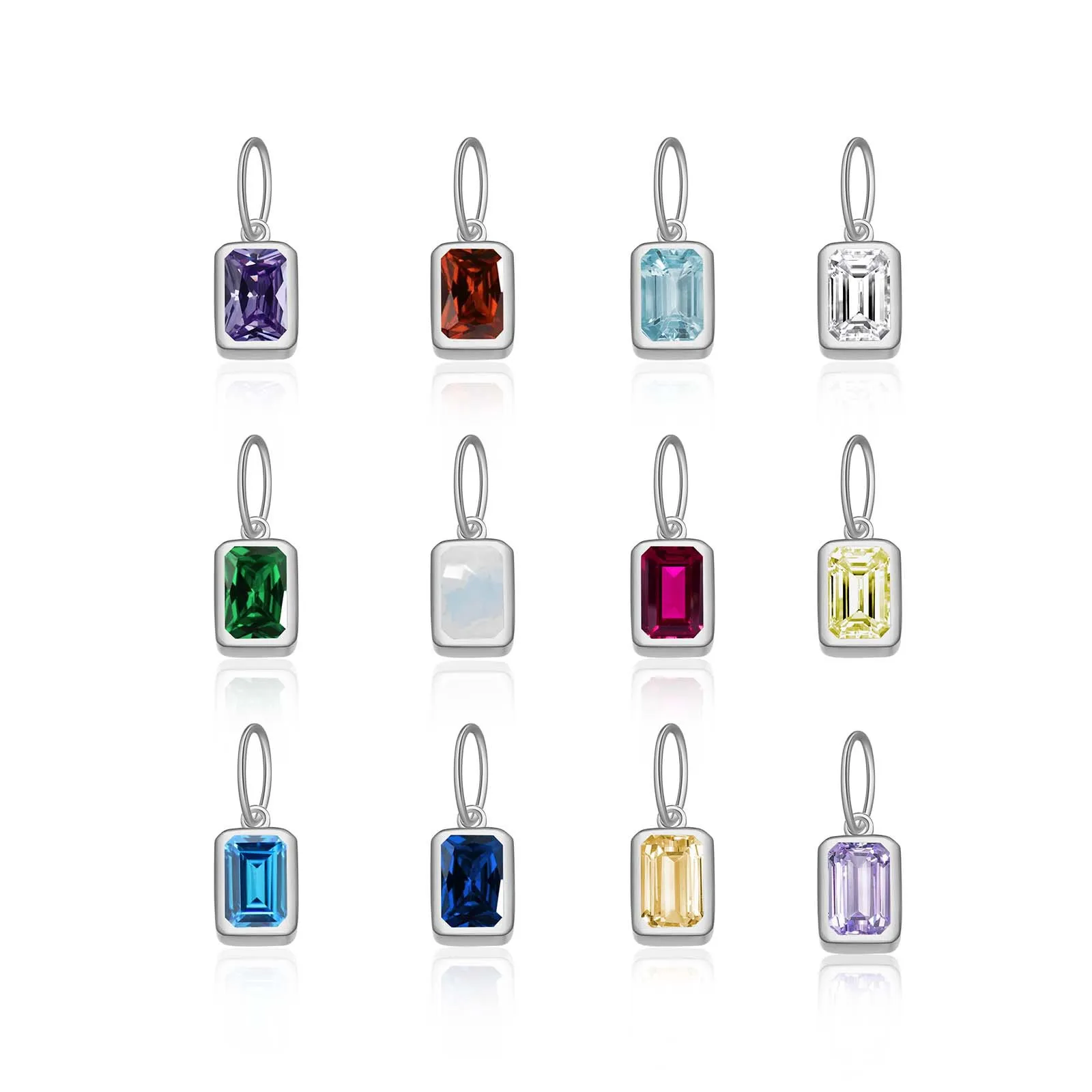925 Sterling Silver Silver Tone Colorful Zirconia Birthstone Pendant 90200095