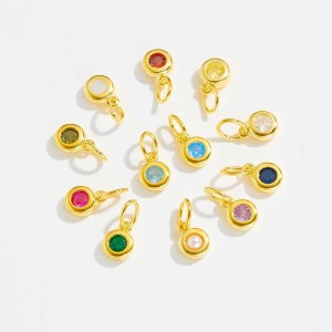 925 Sterling Silver Colorful Zirconia Birthstone Pendant 90200096