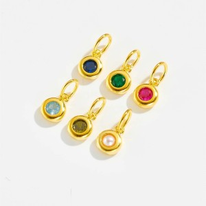 925 Sterling Silver Colorful Zirconia Birthstone Pendant 90200096