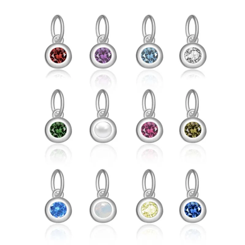 925 Sterling Silver Colorful Zirconia Birthstone Pendant 90200097