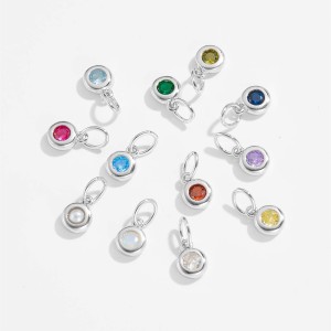925 Sterling Silver Colorful Zirconia Birthstone Pendant 90200097