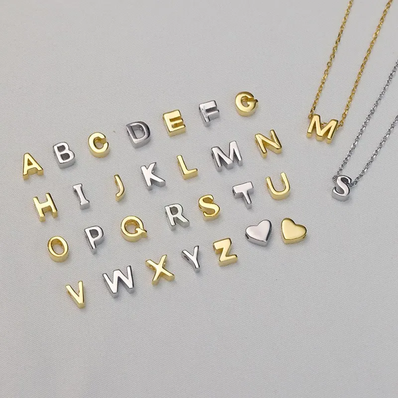 925 Sterling Silver Silver Tone Alphabet Letter Pendant  90200103