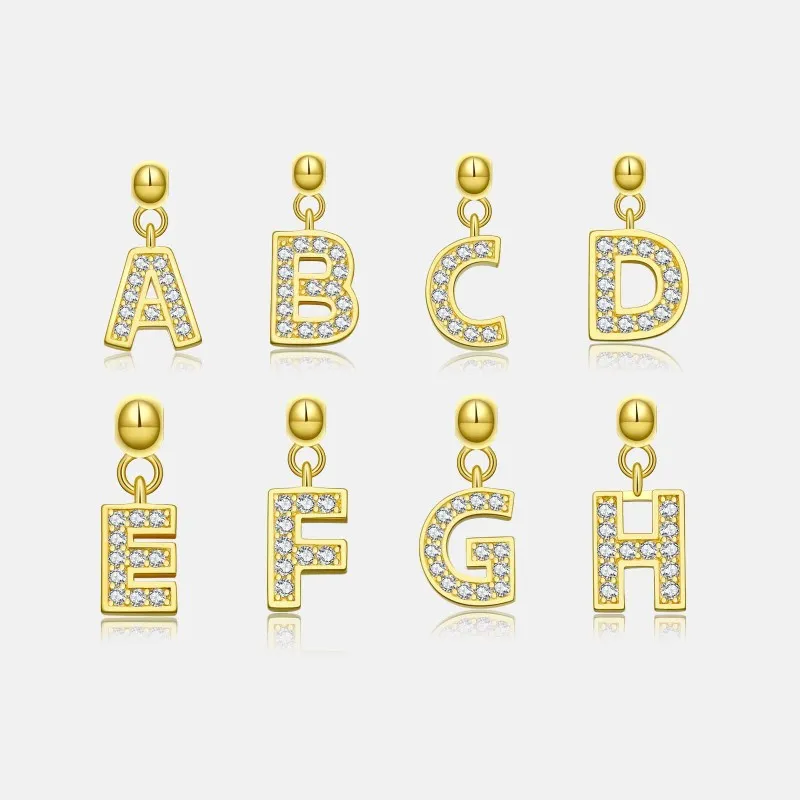 925 Sterling Silver Gold Tone Alphabet Letter Charms 90200106