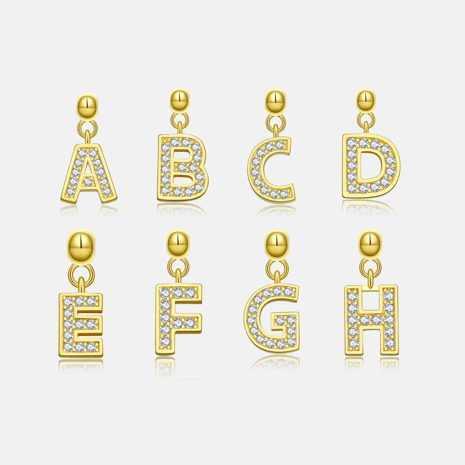 925 Sterling Silver Gold Tone Alphabet Letter Charms 90200106
