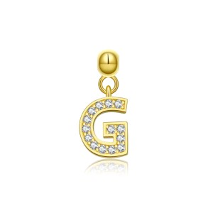 925 Sterling Silver Gold Tone Alphabet Letter Charms 90200106