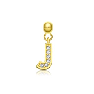 925 Sterling Silver Gold Tone Alphabet Letter Charms 90200106