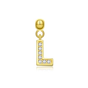 925 Sterling Silver Gold Tone Alphabet Letter Charms 90200106