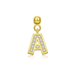 925 Sterling Silver Gold Tone Alphabet Letter Charms 90200106