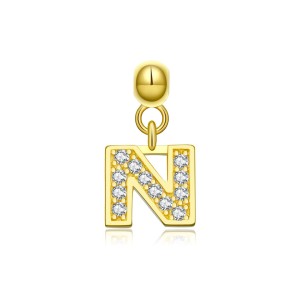 925 Sterling Silver Gold Tone Alphabet Letter Charms 90200106