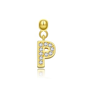 925 Sterling Silver Gold Tone Alphabet Letter Charms 90200106
