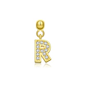 925 Sterling Silver Gold Tone Alphabet Letter Charms 90200106