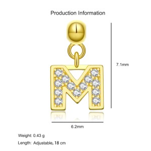 925 Sterling Silver Gold Tone Alphabet Letter Charms 90200106