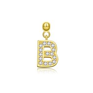 925 Sterling Silver Gold Tone Alphabet Letter Charms 90200106