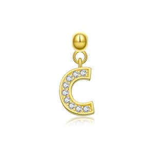 925 Sterling Silver Gold Tone Alphabet Letter Charms 90200106