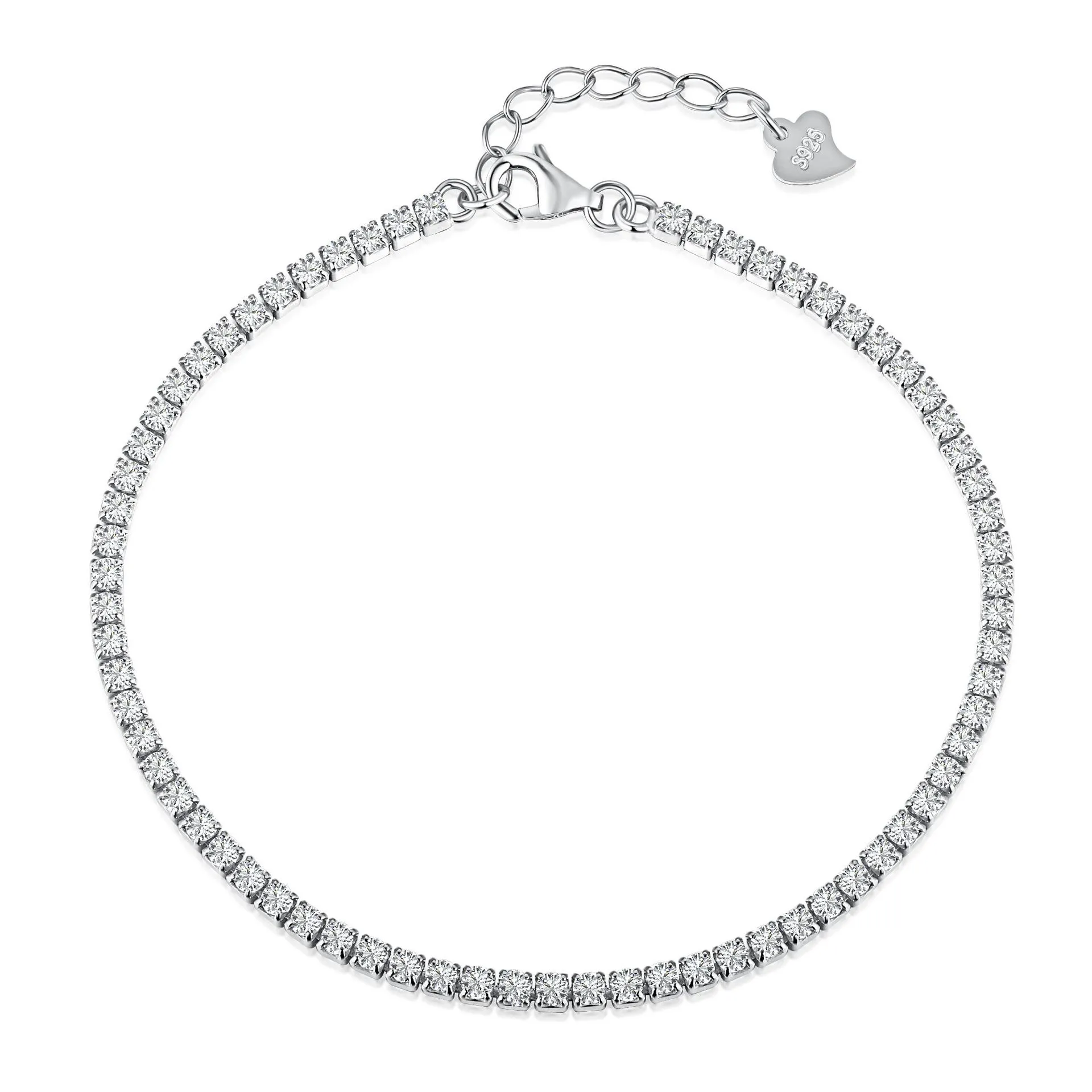 925 Sterling Silver 2mm Zirconia Tennis Bracelet 100100073 925 Sterling Silver 2mm Zirconia Tennis Bracelet 100100073