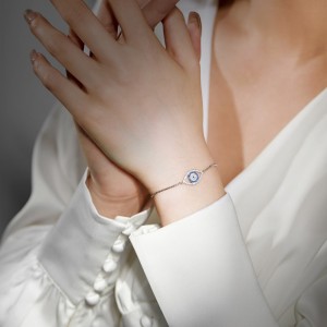 Blue Eye Zirconia Chain Bracelet 100100078 Blue Eye Zirconia Chain Bracelet 100100078