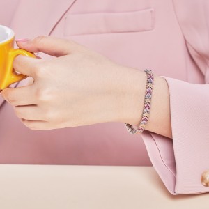 Elegant Rainbow Zirconia Arrow Tennis Chain Bracelet 100100081