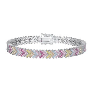 Elegant Rainbow Zirconia Arrow Tennis Chain Bracelet 100100081