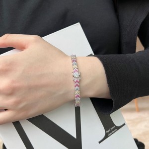 Elegant Rainbow Zirconia Arrow Tennis Chain Bracelet 100100081