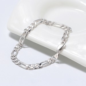 925 Sterling Silver 5mm Figaro Chain Bracelet 100100103