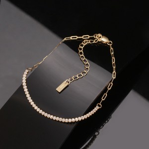 925 Sterling Silver Zirconia Linked Chain Bracelet 100100105 925 Sterling Silver Zirconia Linked Chain Bracelet 100100105