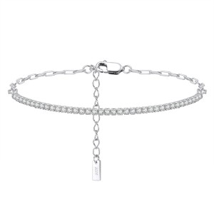 925 Sterling Silver Zirconia Linked Chain Bracelet 100100105 925 Sterling Silver Zirconia Linked Chain Bracelet 100100105