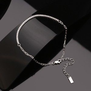 925 Sterling Silver Zirconia Linked Chain Bracelet 100100105 925 Sterling Silver Zirconia Linked Chain Bracelet 100100105