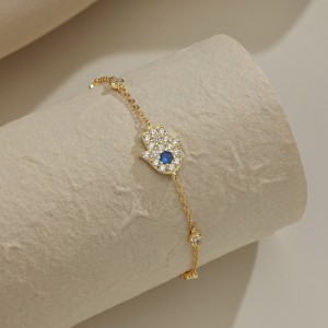 Hand of Fatima Zirconia Hamsa Chain Bracelet 100100106 Hand of Fatima Zirconia Hamsa Chain Bracelet 100100106