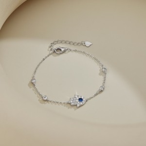 Hand of Fatima Zirconia Hamsa Chain Bracelet 100100106 Hand of Fatima Zirconia Hamsa Chain Bracelet 100100106