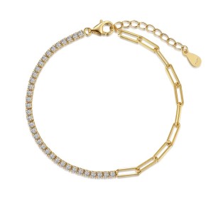 Linked Clips Zirconia Chain Bracelet 100100111 Linked Clips Zirconia Chain Bracelet 100100111