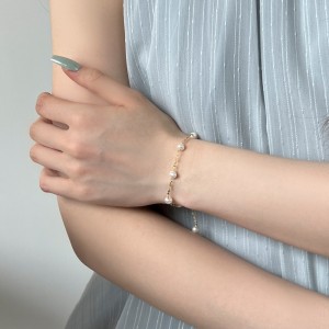 Lovely Baroque Pearl Chain Bracelet 100100132