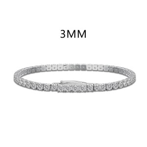 925 Sterling Silver 3mm Round Zirconia Tennis Bracelet 100100147 925 Sterling Silver 3mm Round Zirconia Tennis Bracelet 100100147