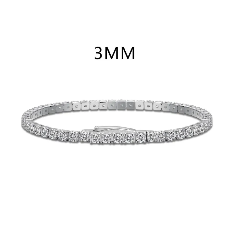 925 Sterling Silver 3mm Round Zirconia Tennis Bracelet 100100147