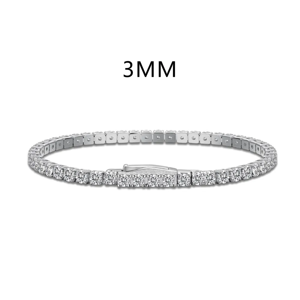 925 Sterling Silver 3mm Round Zirconia Tennis Bracelet 100100147 925 Sterling Silver 3mm Round Zirconia Tennis Bracelet 100100147