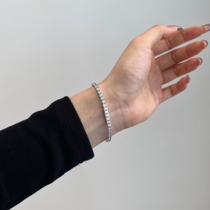 925 Sterling Silver 3mm Round Zirconia Tennis Bracelet 100100147 925 Sterling Silver 3mm Round Zirconia Tennis Bracelet 100100147