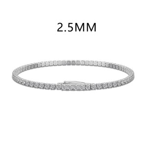 925 Sterling Silver 2.5mm Round Zirconia Tennis Bracelet 100100153