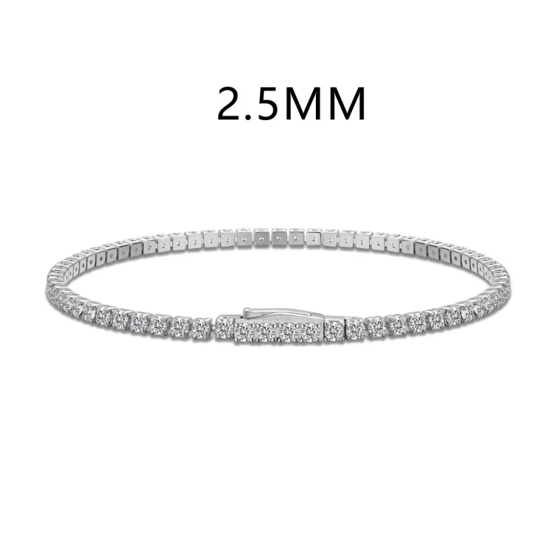 925 Sterling Silver 2.5mm Round Zirconia Tennis Bracelet 100100153