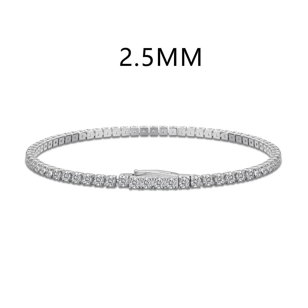 925 Sterling Silver 2.5mm Round Zirconia Tennis Bracelet 100100153