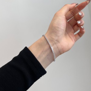 925 Sterling Silver 2.5mm Round Zirconia Tennis Bracelet 100100153