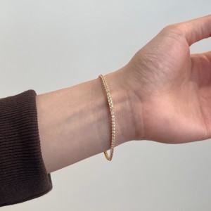 925 Sterling Silver 2.5mm Round Zirconia Tennis Bracelet 100100153