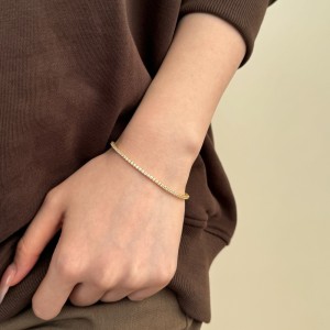 925 Sterling Silver 2.5mm Round Zirconia Tennis Bracelet 100100153