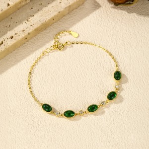 S925 Vintage Emerald Zirconia Bracelet 100100154