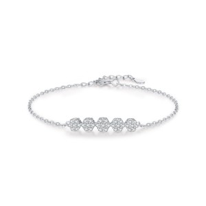 925 Sterling Silver Zirconia Flowers Bracelet 100100155