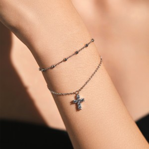 S925 Zirconia Cross Beads Layered Bracelet 100100160