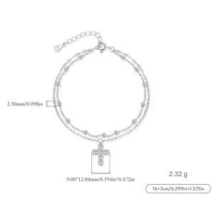 S925 Zirconia Cross Beads Layered Bracelet 100100160
