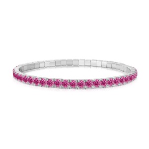 S925 Rainbow Elastic Cord with Colorful Cubic Zirconia Bracelet 100100161