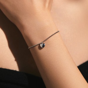 925 Sterling Silver Heart Beads Bracelet 100100162