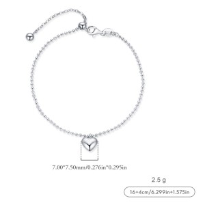 925 Sterling Silver Heart Beads Bracelet 100100162