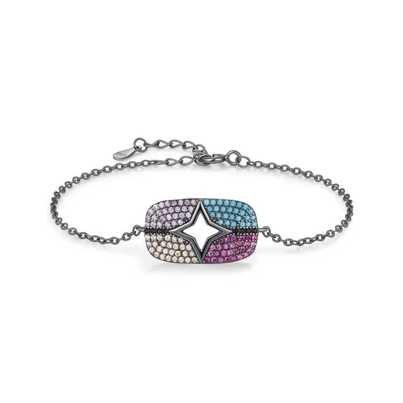 925 Sterling Silver Colorful Zirconia Star Bracelet 100100163