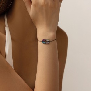 925 Sterling Silver Colorful Zirconia Star Bracelet 100100163